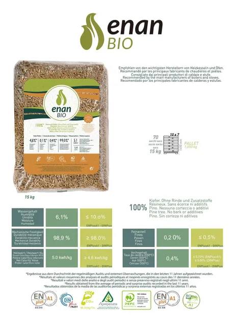 ENAN Bio ENplus A1 – 70 sacchi da 15 kg (1.050 kg) - immagine 2